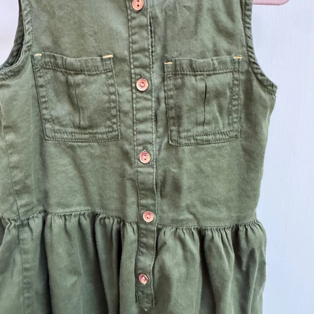 Carter's 4/5 Girls Green Pleated Button Down Sleeveless Dress